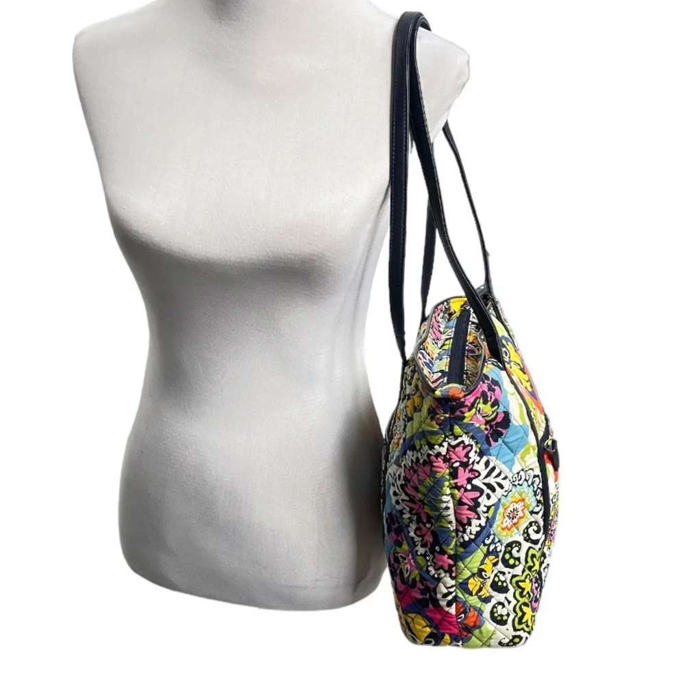 Vera Bradley Tote Bag in Rio Blue Green Orange Yellow Pink